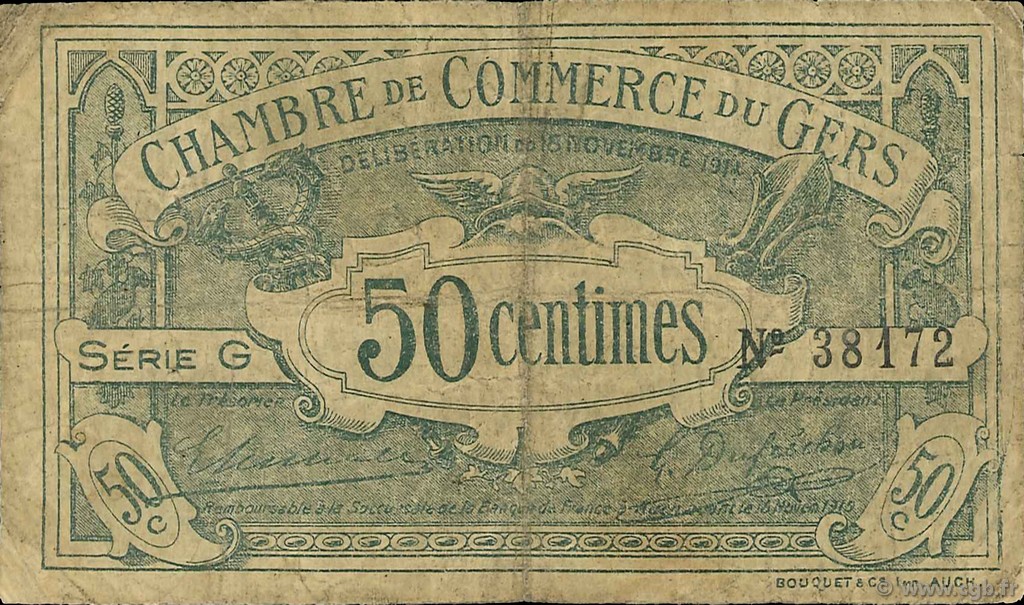 50 Centimes FRANCE regionalismo y varios Auch 1914 JP.015.05 BC