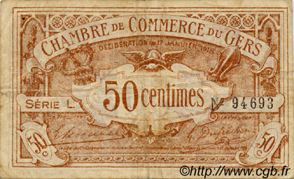 50 Centimes FRANCE régionalisme et divers Auch 1918 JP.015.11 TB