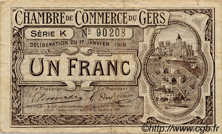 1 Franc FRANCE regionalismo y varios Auch 1918 JP.015.14 BC
