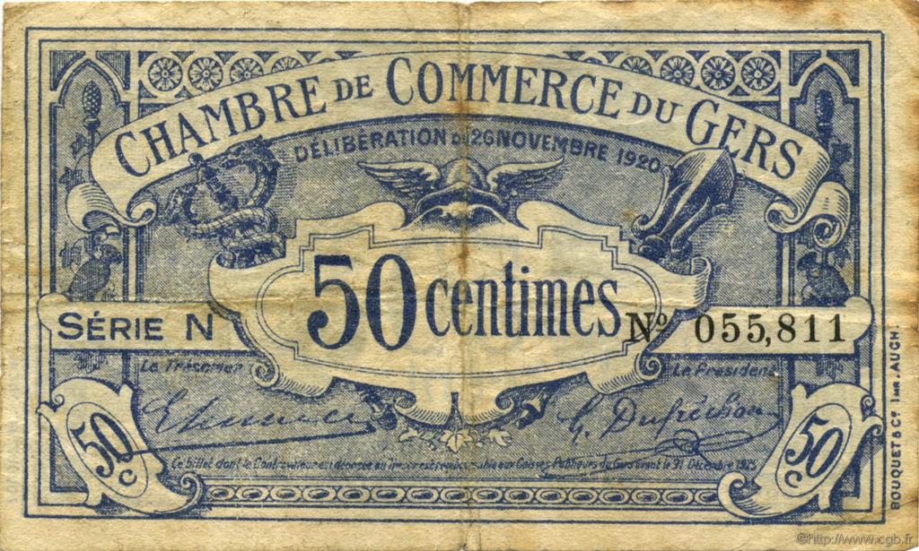 50 Centimes FRANCE régionalisme et divers Auch 1920 JP.015.20 TB