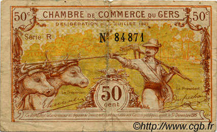 50 Centimes FRANCE régionalisme et divers Auch 1921 JP.015.29 TB