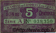 5 Centimes FRANCE regionalism and various Auch 1918 JP.015.38 VF - XF