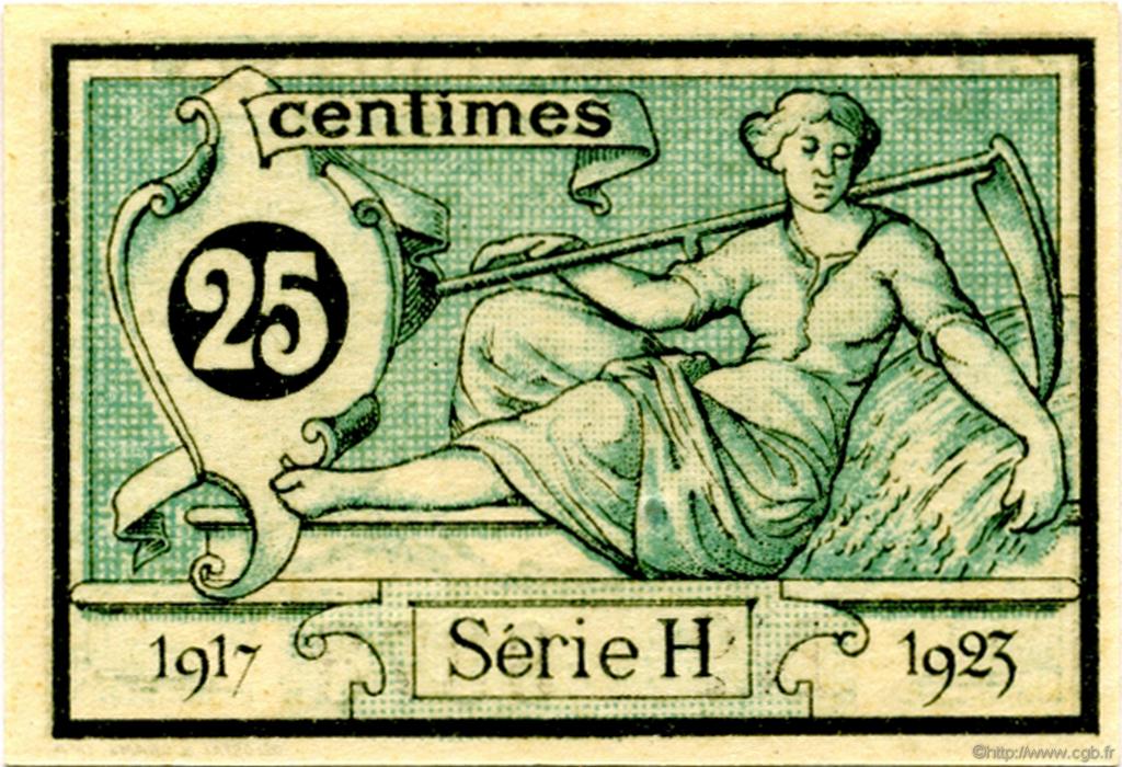 25 Centimes FRANCE Regionalismus und verschiedenen Aurillac 1917 JP.016.11 fST to ST