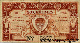 50 Centimes FRANCE régionalisme et divers Aurillac 1917 JP.016.12 TB