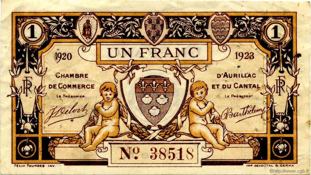 1 Franc FRANCE regionalism and miscellaneous Aurillac 1920 JP.016.15 F