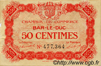 50 Centimes FRANCE régionalisme et divers Bar-Le-Duc 1917 JP.019.09 TB