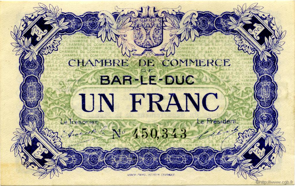 1 Franc FRANCE regionalismo y varios Bar-Le-Duc 1917 JP.019.11 SC a FDC