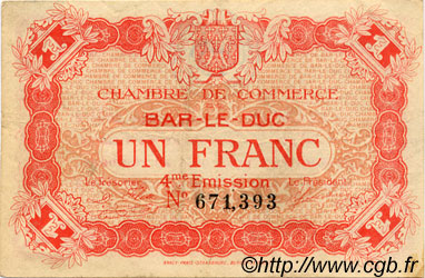 1 Franc FRANCE regionalismo y varios Bar-Le-Duc 1917 JP.019.15 MBC a EBC