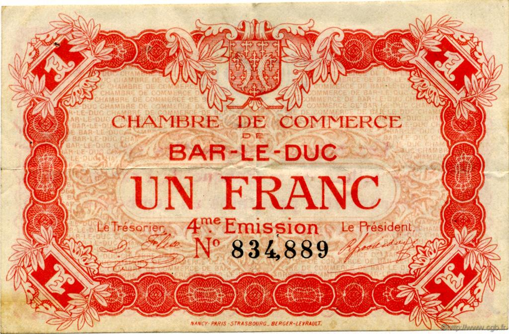 1 Franc FRANCE Regionalismus und verschiedenen Bar-Le-Duc 1917 JP.019.15 S