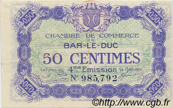 50 Centimes FRANCE Regionalismus und verschiedenen Bar-Le-Duc 1917 JP.019.19 SS to VZ