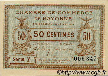 50 Centimes FRANCE regionalismo y varios Bayonne 1915 JP.021.01 SC a FDC