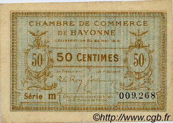 50 Centimes FRANCE regionalismo e varie Bayonne 1916 JP.021.26 MB
