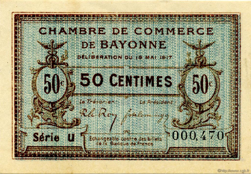 50 Centimes FRANCE Regionalismus und verschiedenen Bayonne 1917 JP.021.40 fST to ST