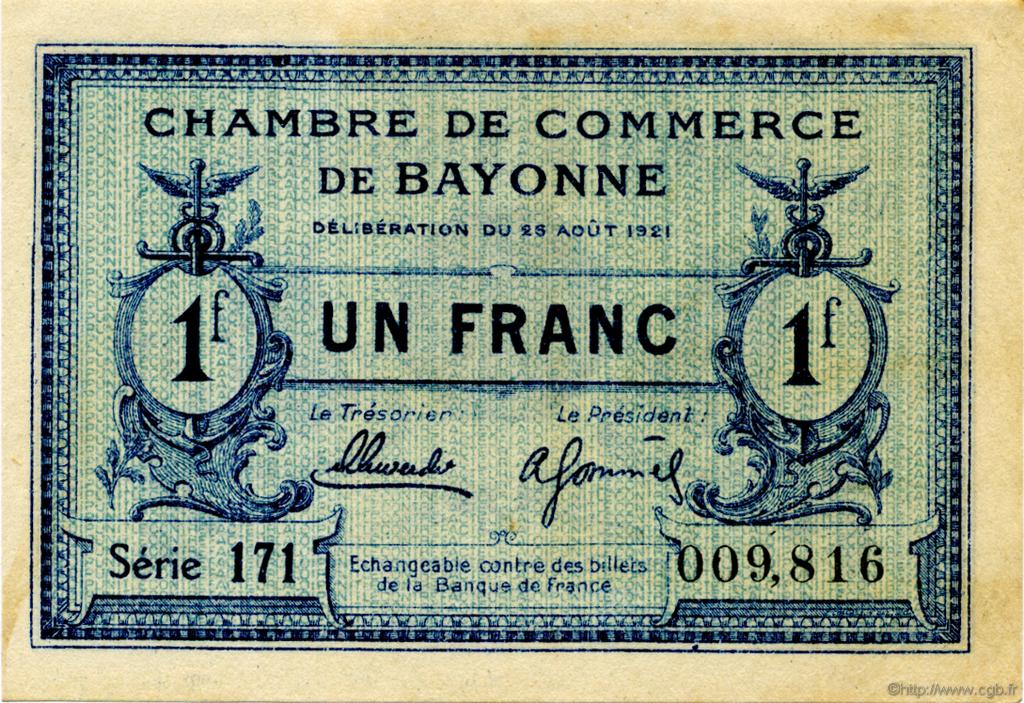 2 Francs FRANCE regionalism and miscellaneous Bayonne 1921 JP.021.71 VF - XF
