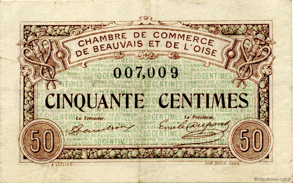 50 Centimes FRANCE Regionalismus und verschiedenen Beauvais 1920 JP.022.01 SS to VZ