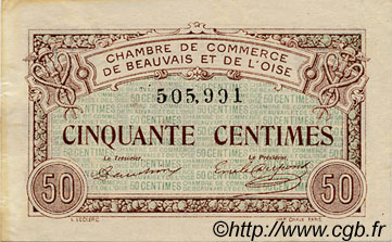 50 Centimes FRANCE regionalismo y varios Beauvais 1920 JP.022.01 BC