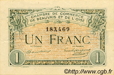 1 Franc FRANCE regionalism and various Beauvais 1920 JP.022.02 AU+