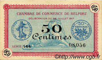 50 Centimes FRANCE regionalismo y varios Belfort 1917 JP.023.26 MBC a EBC