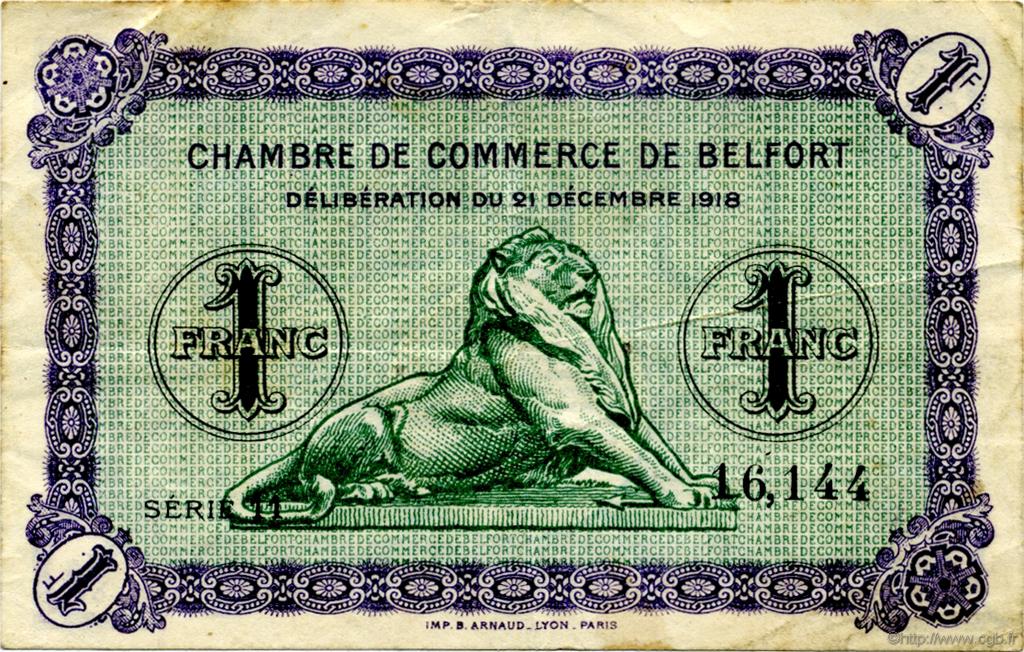 1 Franc FRANCE régionalisme et divers Belfort 1918 JP.023.54 TB