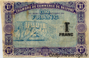1 Franc Épreuve FRANCE Regionalismus und verschiedenen Belfort 1921 JP.023.61 S