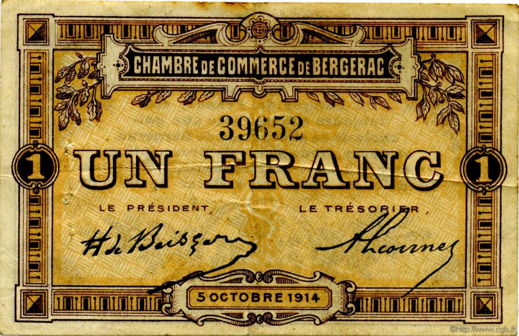 1 Franc FRANCE régionalisme et divers Bergerac 1914 JP.024.04 TB