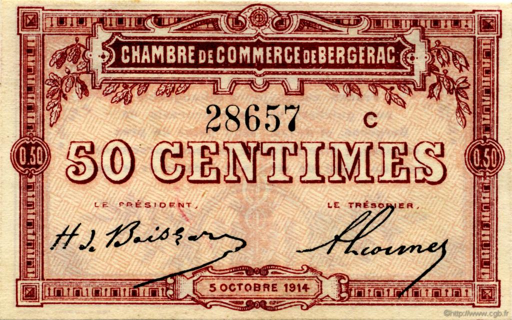 50 Centimes FRANCE regionalismo e varie Bergerac 1914 JP.024.08 BB to SPL