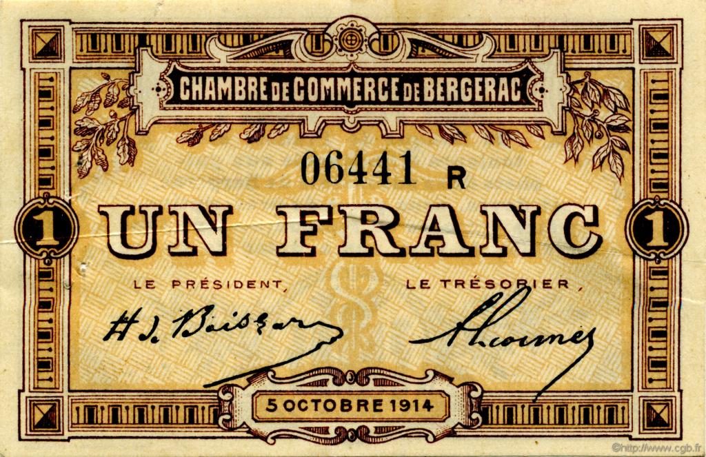 1 Franc FRANCE regionalismo e varie Bergerac 1914 JP.024.16 BB to SPL