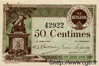 50 Centimes FRANCE regionalismo e varie Bergerac 1917 JP.024.24 BB to SPL