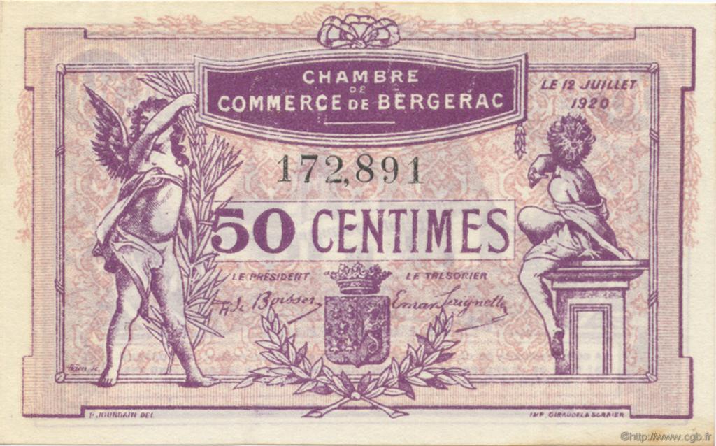 50 Centimes FRANCE Regionalismus und verschiedenen Bergerac 1920 JP.024.35 fST to ST