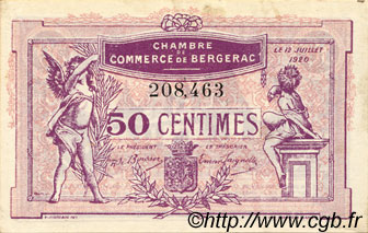 50 Centimes FRANCE Regionalismus und verschiedenen Bergerac 1920 JP.024.35 SS to VZ