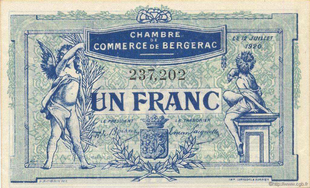 1 Franc FRANCE regionalismo y varios Bergerac 1920 JP.024.37 SC a FDC