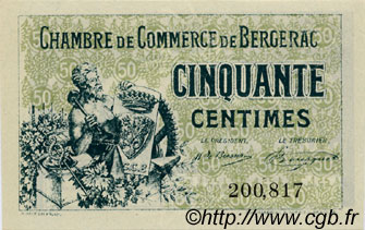 50 Centimes FRANCE Regionalismus und verschiedenen Bergerac 1921 JP.024.38 fST to ST