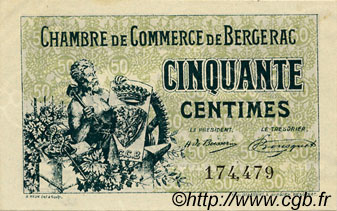 50 Centimes FRANCE regionalismo y varios Bergerac 1921 JP.024.38 MBC a EBC