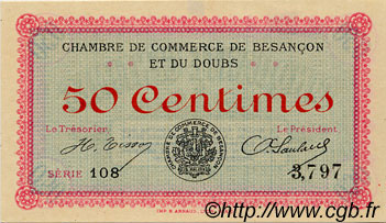 50 Centimes FRANCE regionalism and miscellaneous Besançon 1915 JP.025.01 VF - XF