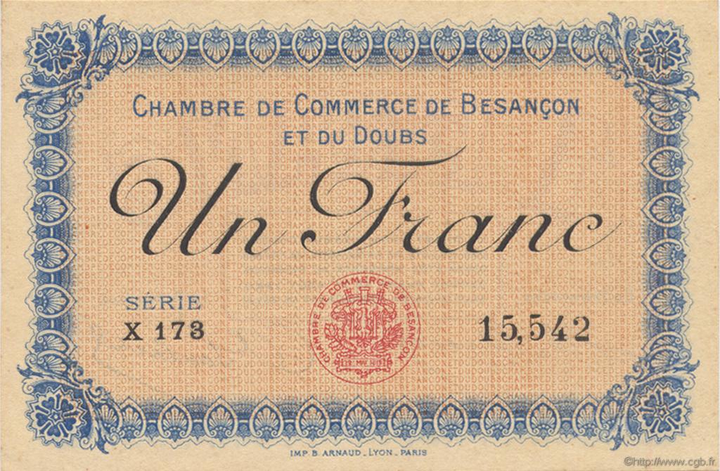 1 Franc FRANCE Regionalismus und verschiedenen Besançon 1915 JP.025.12 fST to ST
