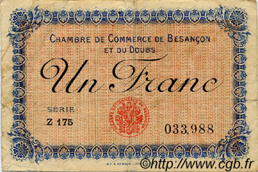 1 Franc FRANCE Regionalismus und verschiedenen Besançon 1918 JP.025.20 S
