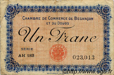 1 Franc FRANCE regionalismo e varie Besançon 1918 JP.025.21 MB