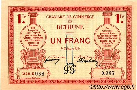 1 Franc FRANCE Regionalismus und verschiedenen Béthune 1915 JP.026.06 SS to VZ