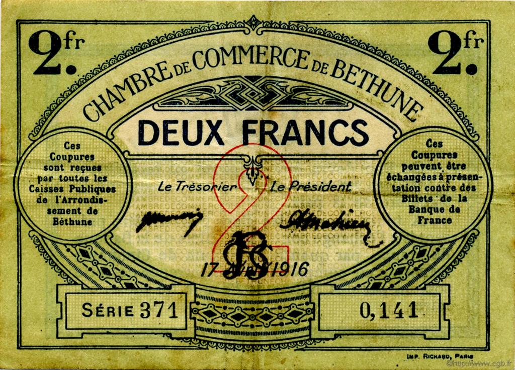 2 Francs FRANCE regionalismo y varios Béthune 1916 JP.026.19 BC