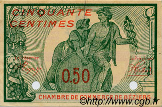 1 Franc FRANCE Regionalismus und verschiedenen Béziers 1914 JP.027.01 SS to VZ