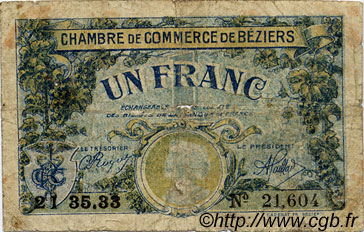 50 Centimes FRANCE Regionalismus und verschiedenen Béziers 1916 JP.027.20 S