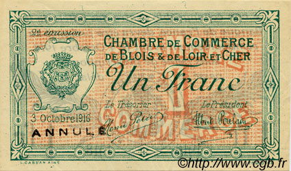50 Centimes Annulé FRANCE regionalismo e varie Blois 1916 JP.028.06 BB to SPL