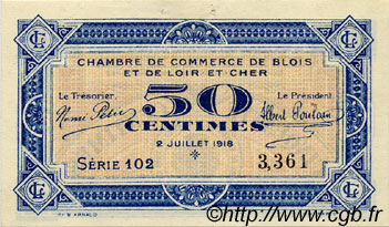 50 Centimes FRANCE régionalisme et divers Blois 1918 JP.028.09 TTB à SUP