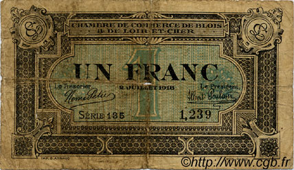 1 Franc FRANCE régionalisme et divers Blois 1918 JP.028.11 TB