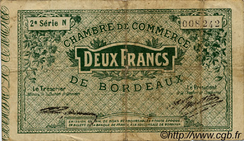 2 Francs FRANCE régionalisme et divers Bordeaux 1914 JP.030.09 TB