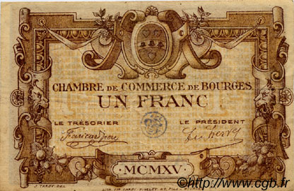 1 Franc FRANCE régionalisme et divers Bourges 1915 JP.032.04 TB