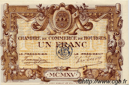 50 Centimes FRANCE regionalism and various Bourges 1915 JP.032.05 AU+