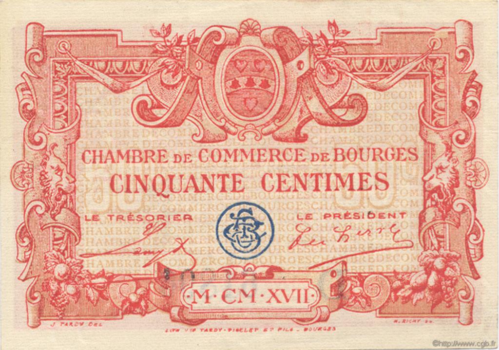 50 Centimes FRANCE regionalismo e varie Bourges 1915 JP.032.08 AU a FDC