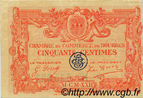 50 Centimes FRANCE regionalism and miscellaneous Bourges 1922 JP.032.12 AU+