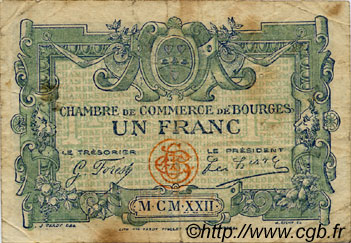 1 Franc FRANCE régionalisme et divers Bourges 1922 JP.032.13 TB